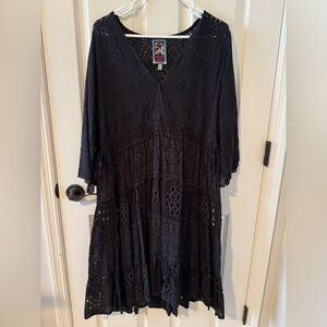 Johnny Was Black Eyelet Dress